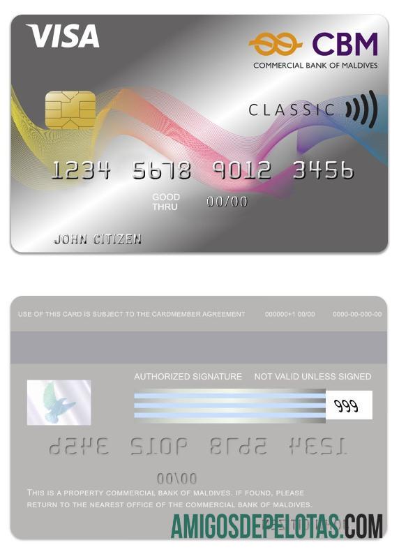 Maldives Commercial Bank Of Maldives Visa Credit Card template